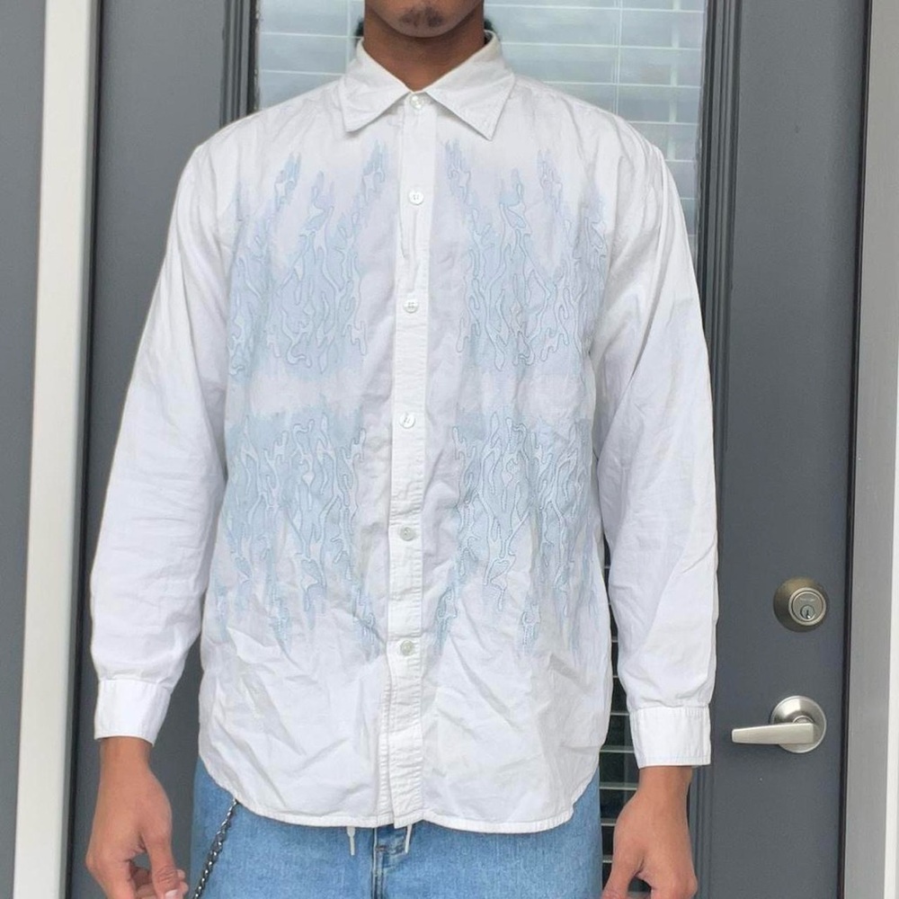 Vintage Y2K grunge Flame button-up shirt